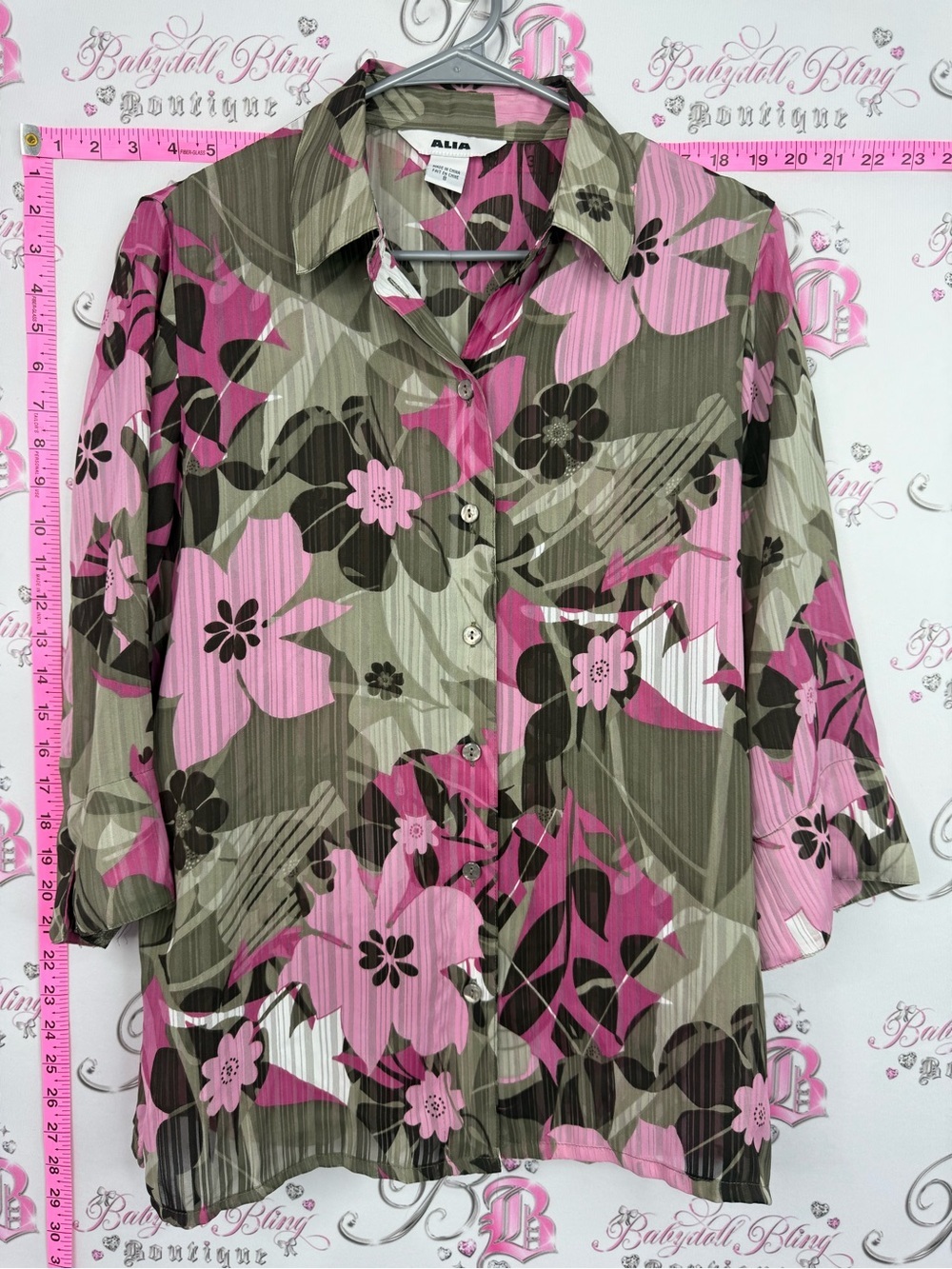 Alia vintage shirt brown Pink & Olive Floral Button-Down Shirt